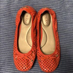 Me Too orange leather flats size 10